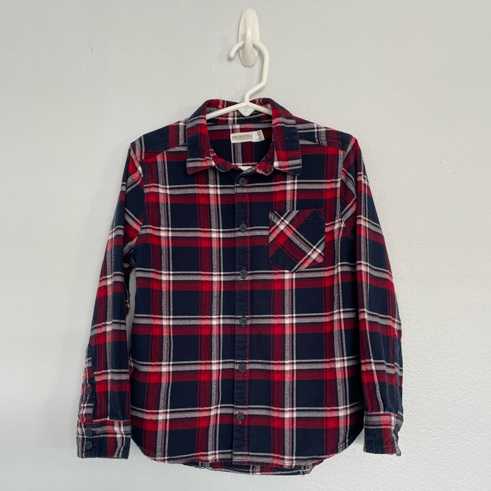 🇫🇷 ORCHESTRA Long Sleeve Plaid Button Down /w Chest Pocket